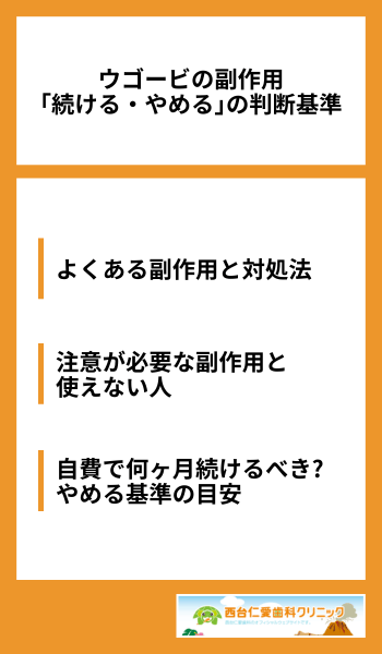 ウゴービの副作用｜「続ける・やめる」の判断基準