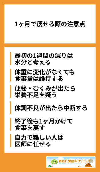 大見出し直下画像 1ヶ月で痩せる際の注意点